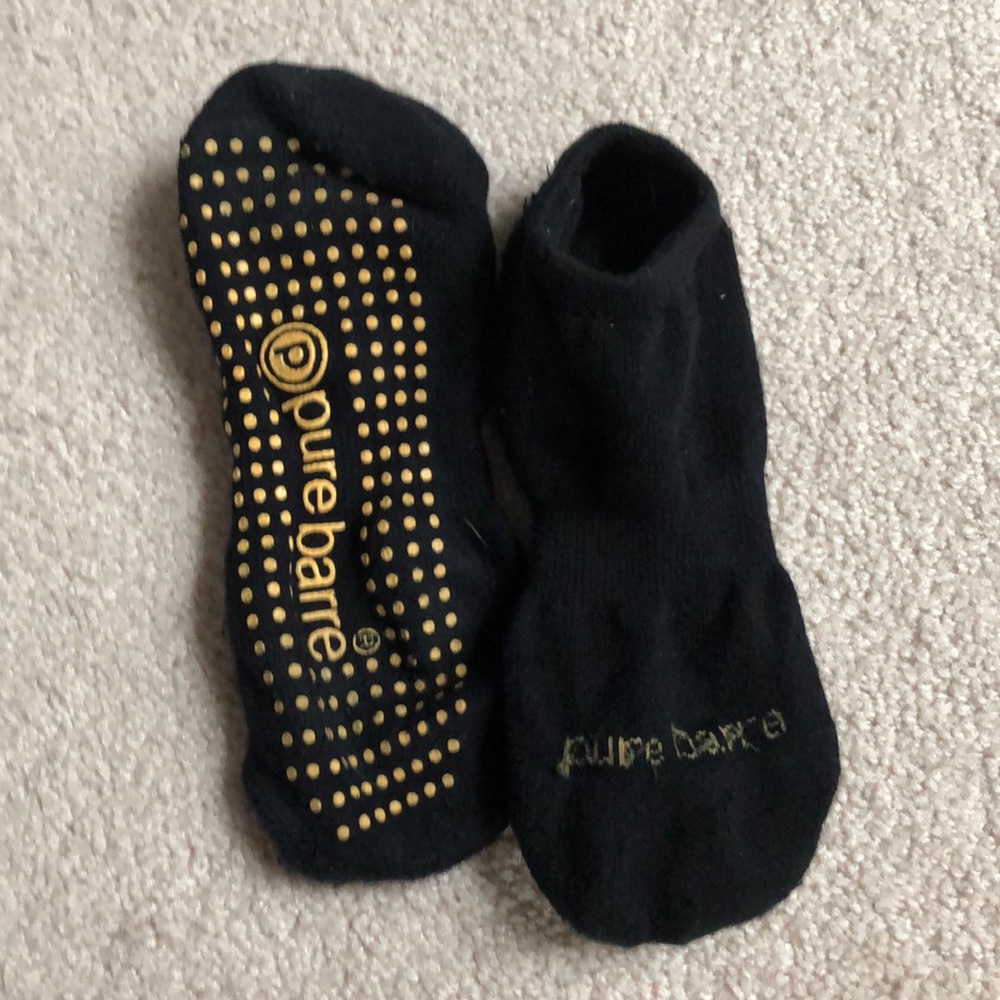 Yellow Pure Barre grippy socks